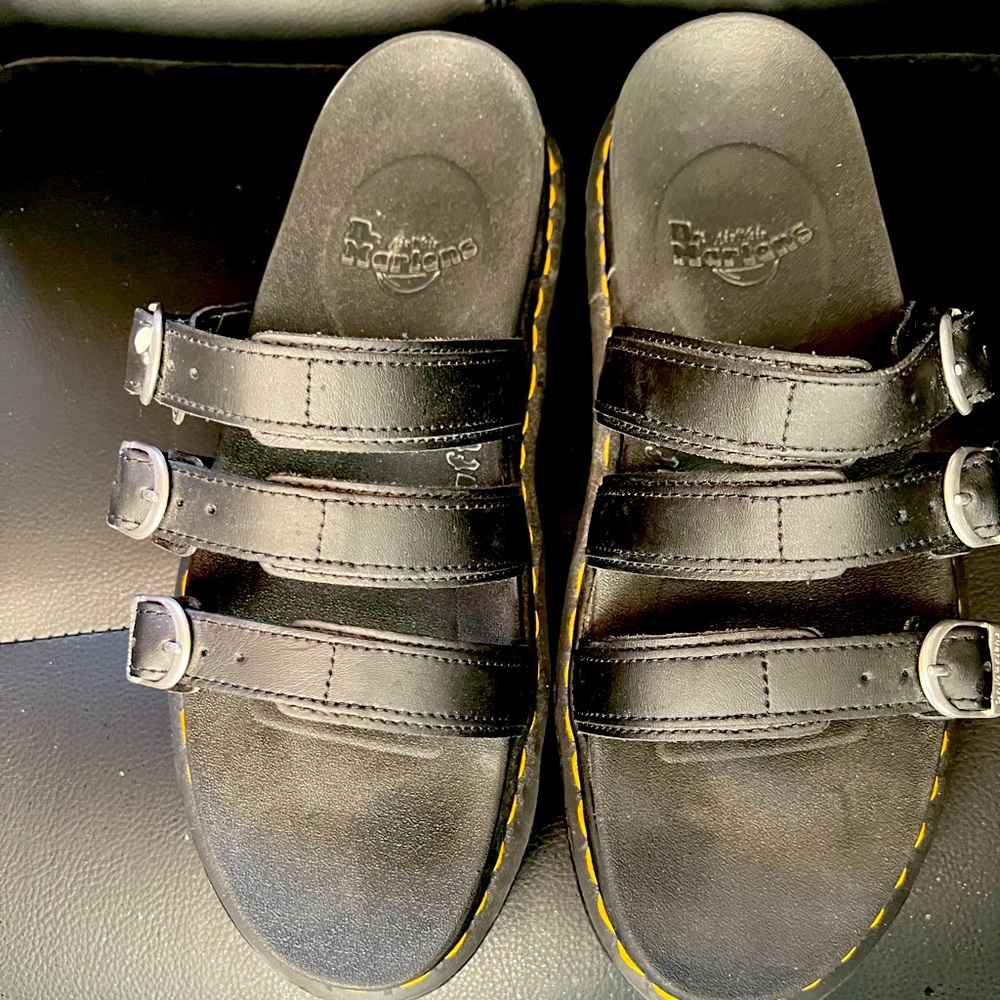 Dr. Martens Black Leather 3 Strap sandals